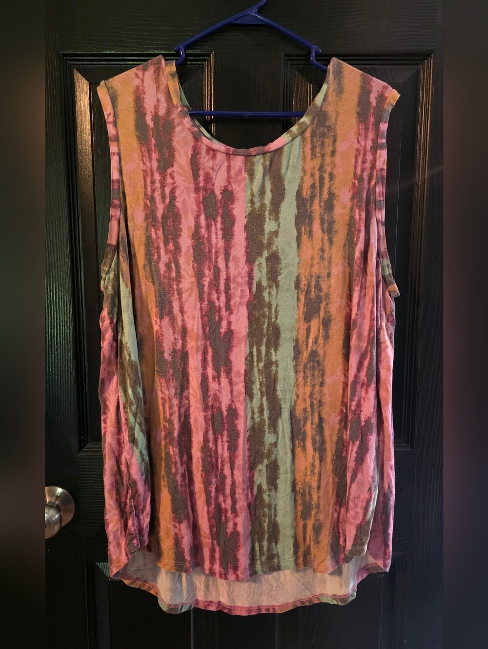 LuLaRoe Sleeveless Tie-Dye Stripe Tank in Pink, Green & Orange